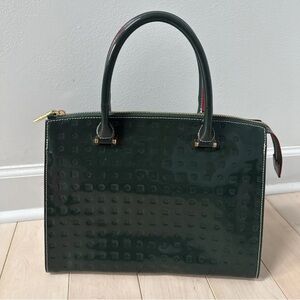 Arcadia made in Italy dark green patent leather satchel bad Handbag